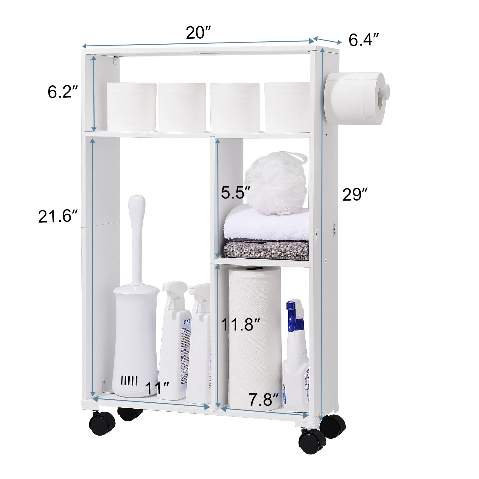 AmazerBath Bamboo Small Bathroom Storage Standing Toilet Paper