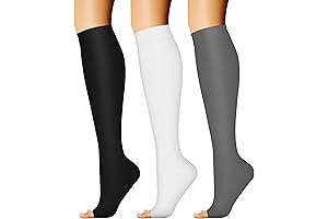 Open Toe Compression Socks with 15-20 mmHg Support