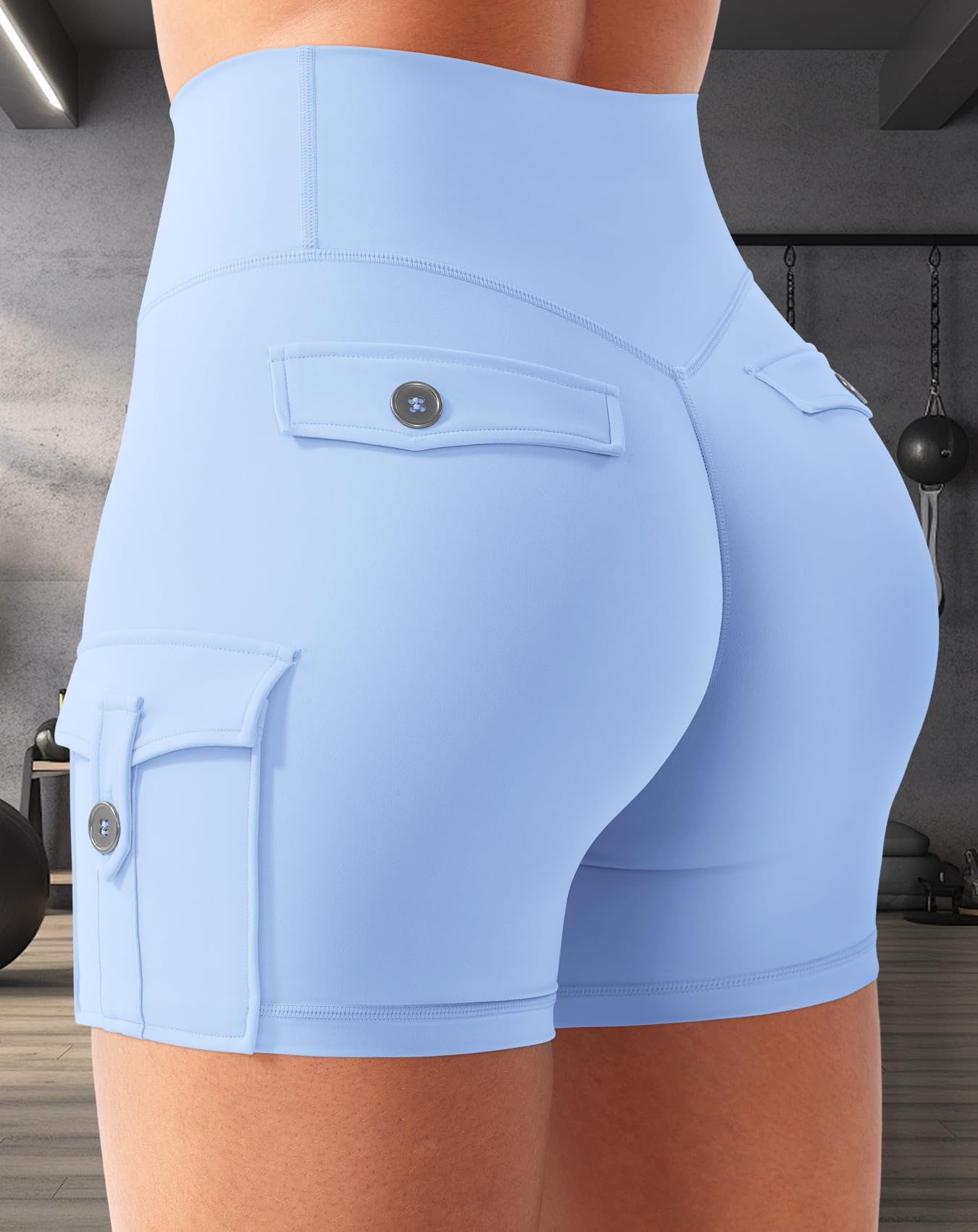 CoreFlex - Pantalones cortos de entrenamiento para mujer con bolsillos tipo cargo, cintura oculta, entrepierna de 3.6 pulgadas, 4.5 pulgadas, sin costura frontal