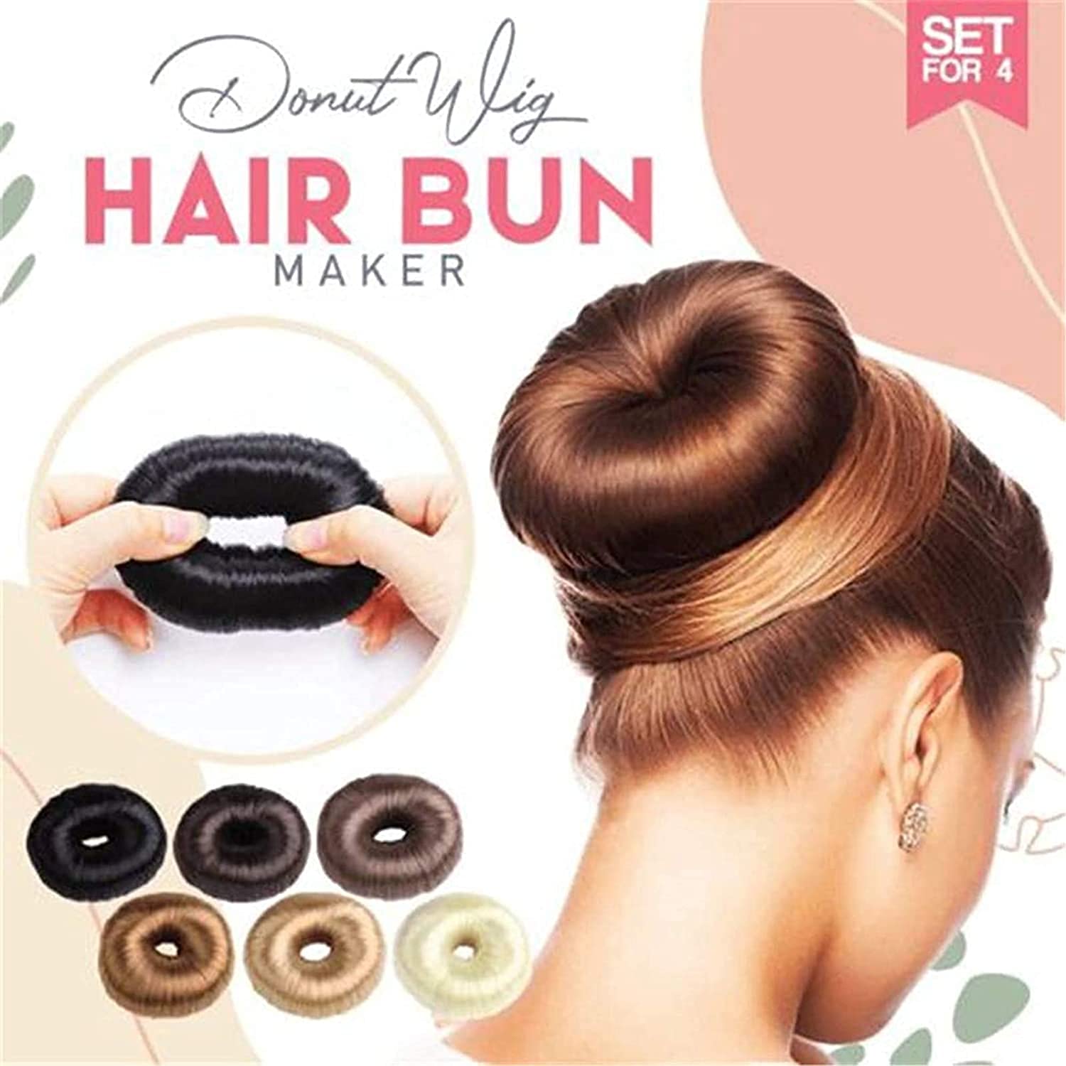 Donut Hair Bun Maker Set 4 Pcs Hair Bun Shaper for Women Girls