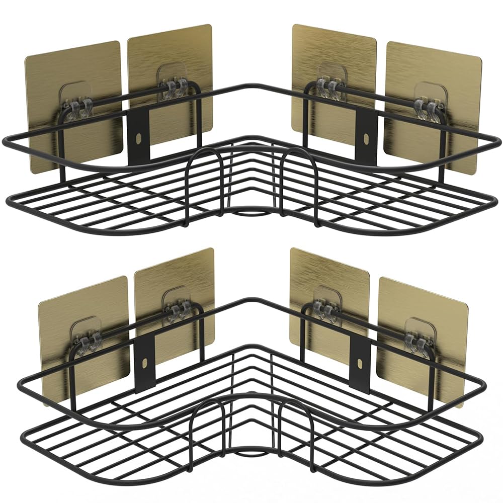 Saanvi Enterprisez Corner Shelf for Bathroom Corner Shelf, Black Metal Wire Mounted Racks | Home Decor | Decoration | Wall Decor | Wall Hook | Bathroom Corner Stand, Pack of 2 (B0DCZTC7VM) Amazon Price History, Amazon Price Tracker