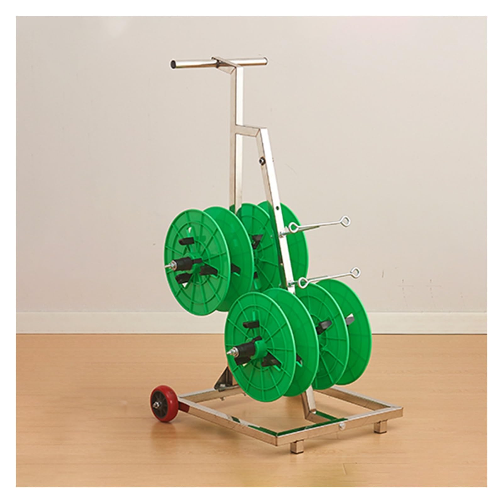 WDSOPK Portable Spool Rack, Cable Reel Stand with Wheels, Stainless Steel - Cables Wires Ropes Paracord Reel Display Cart - Wire and Cable Distributor