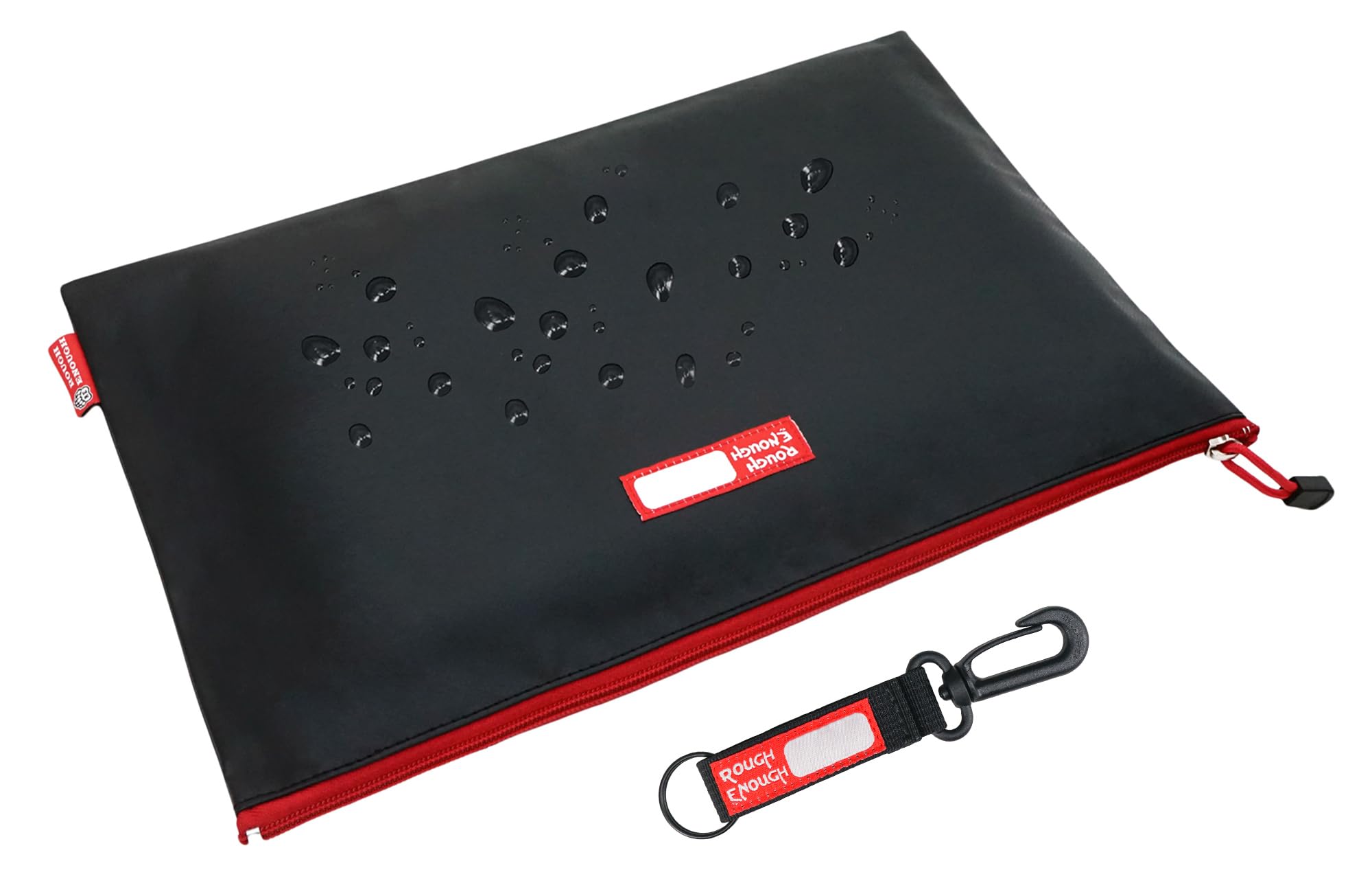 Rough Enough Important Document Storage Plastic File Folder Organizer Bag with Zipper 16 x 11 Inches Black Tarpaulin Water Repellent for Travel Office