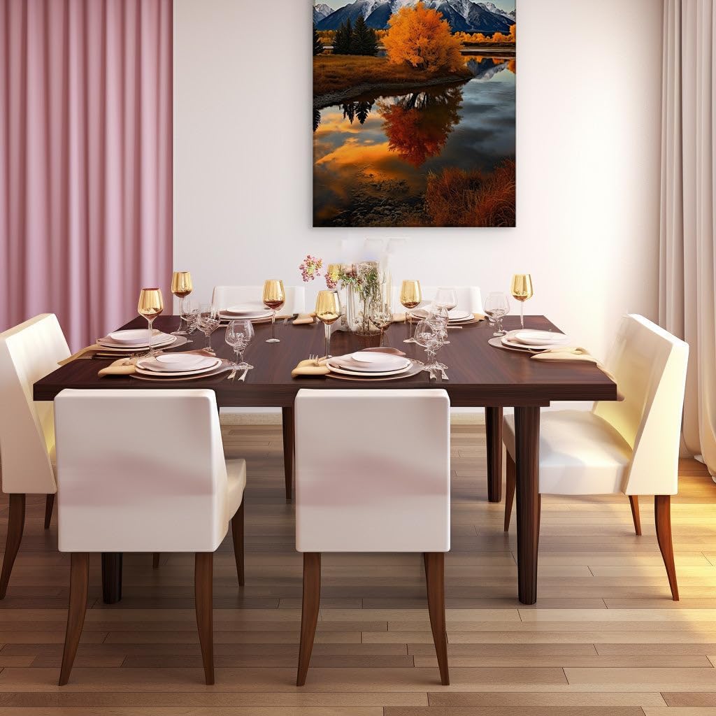 Canvas for Living room. Whispers of Winter Serenity: Reflections of Tranquility in a Snow-Capped Paradise, 27 x 18 inch Canvas Wall Art - Ready to Hang