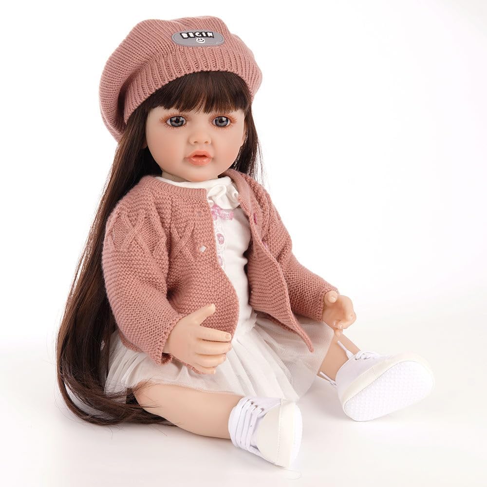 Reborn Baby Dolls,Reborn Doll Kit Lifelike Baby Doll Silicone Limbs & Head Silicone Vinyl Baby Toy for Christmas for Birthday (Brown Eyed Doll)-image-41