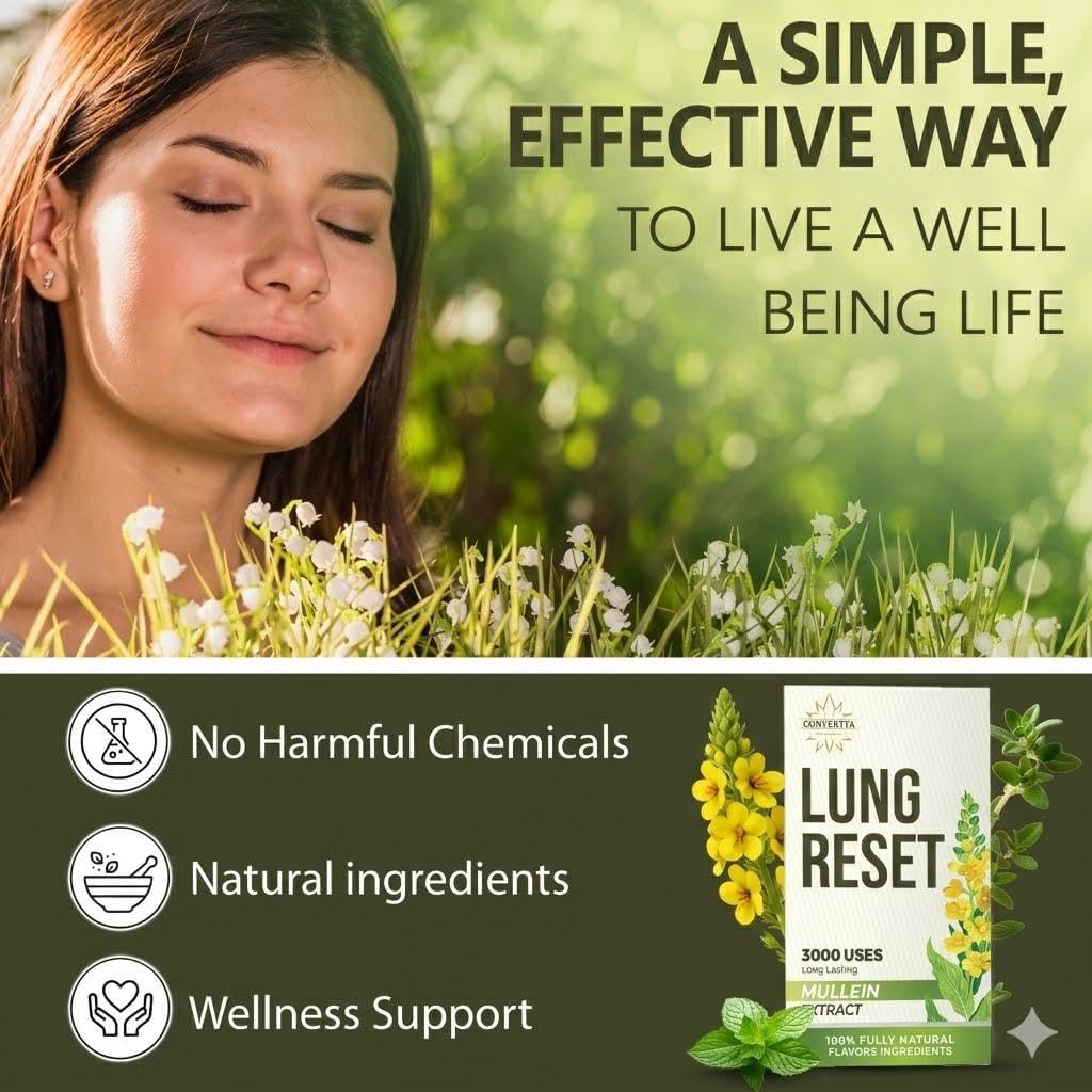 CONVERTTA Herbal Diffuser | Natural Mullein & Thyme Botanical Extract | Plant-Based Wellness | 3K Series (Green, 1 Stick (Pack of 1))