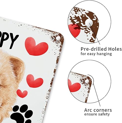 Miniatura 5 de WoGuangis Letrero de metal de aluminio con texto en inglés Happy Valentine's Day Dogs, letrero de metal retro para colgar en la pared para porche