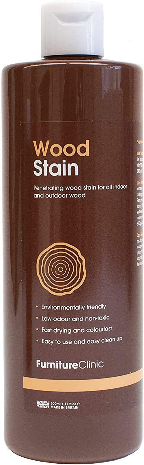 Furniture Clinic Wood Stain - Fast Drying Wood Stain for Indoor and Outdoor Wood - Polyurethane Wood Finish - Ebony Black, 250ml