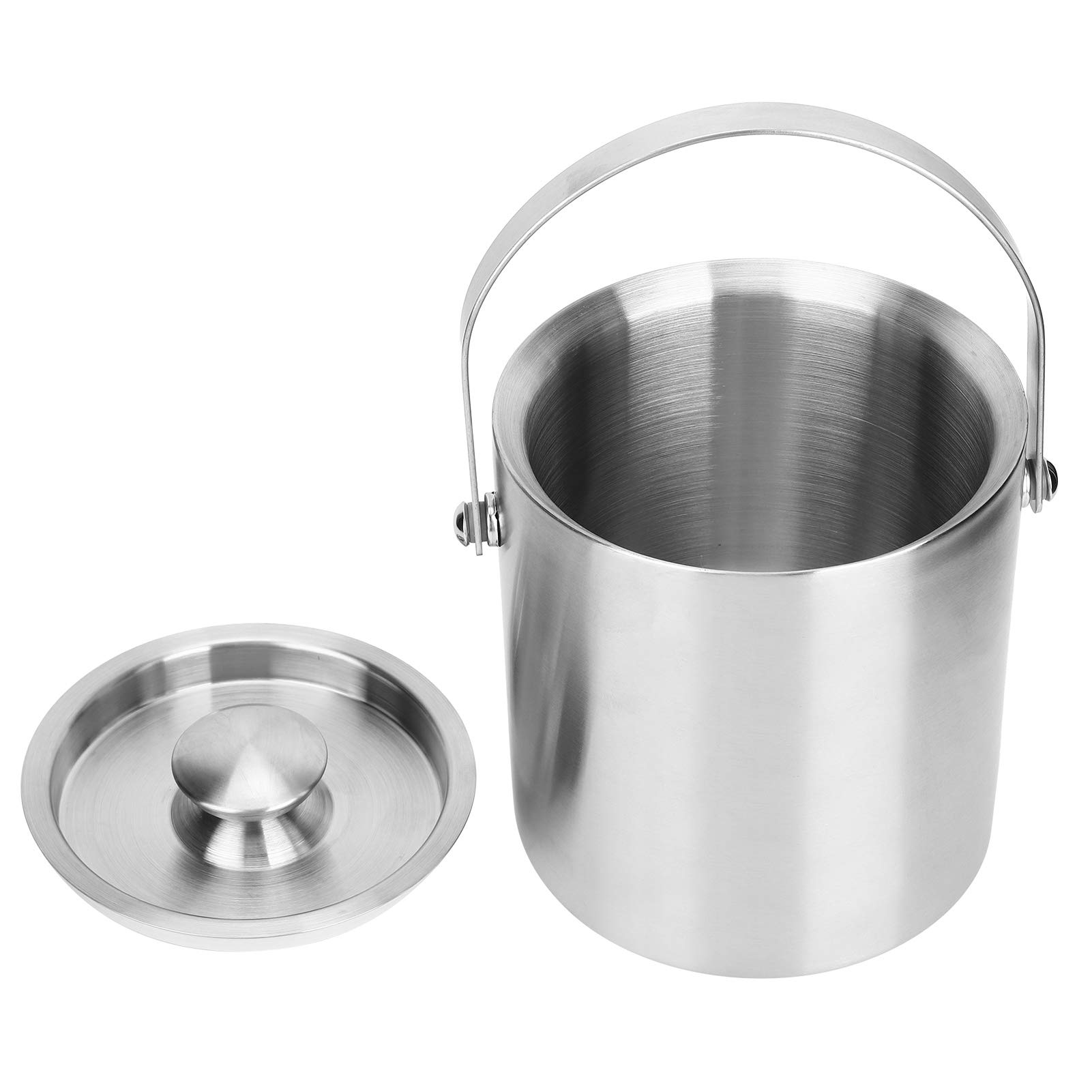 Secchiello per il ghiaccio in acciaio inossidabile, secchiello, secchiello per il ghiaccio isolato con coperchio, secchiello per il ghiaccio con coperchio Forniture per barile di champagne a doppio