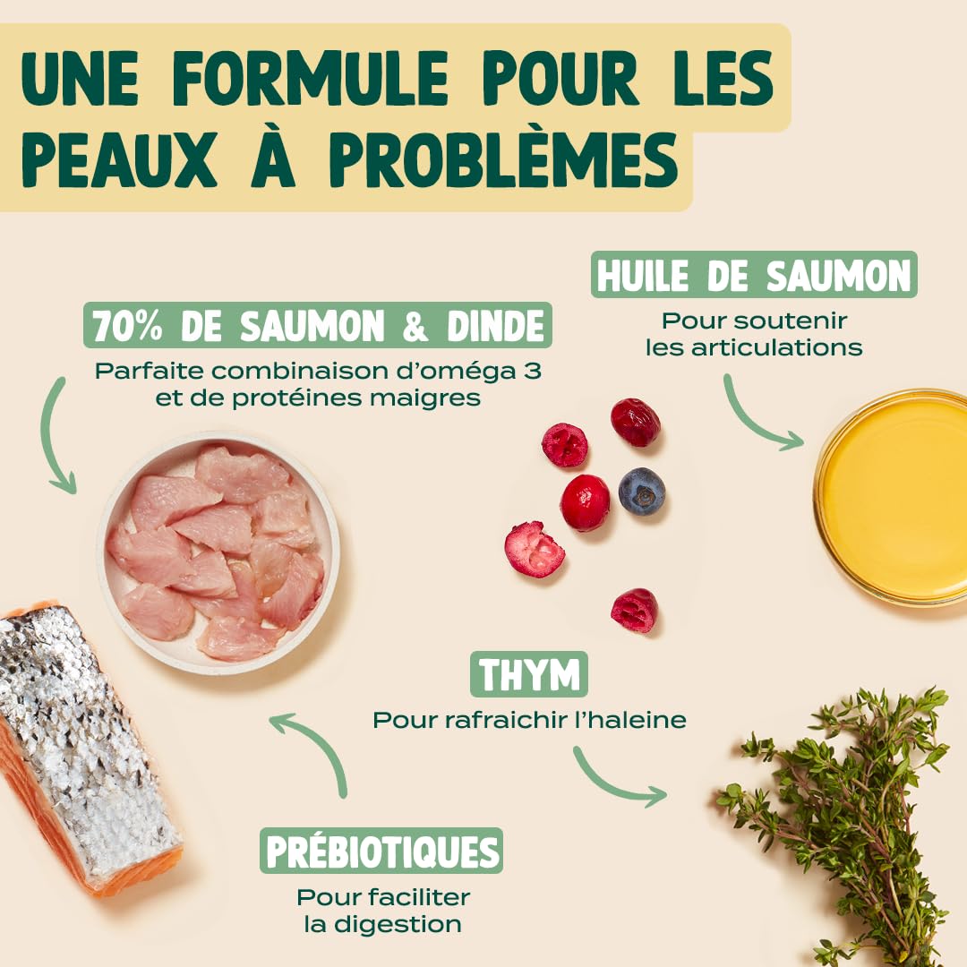 FRANKLIN – Patée pour Chien – Lot 6x400g – 70% de Saumon et Dinde – Riche en Protéines – Contrôle du Poids – Brillance du Poils – Digestion Facile