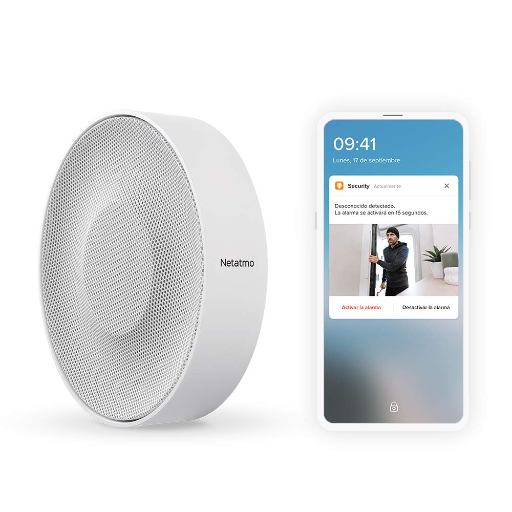 Netatmo Paquete de Accesorios de la Cámara Interior Inteligente: Sirena Interior Inteligente + Sensores de Apertura Inteligentes, inalámbricos, 110 dB, detección de Vibraciones
