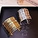 Gold & Silver Layered Arm Cuffs Dainty Open Ring Adjustable Bangle Minimalist Fashion Jewelry for Women - Silver