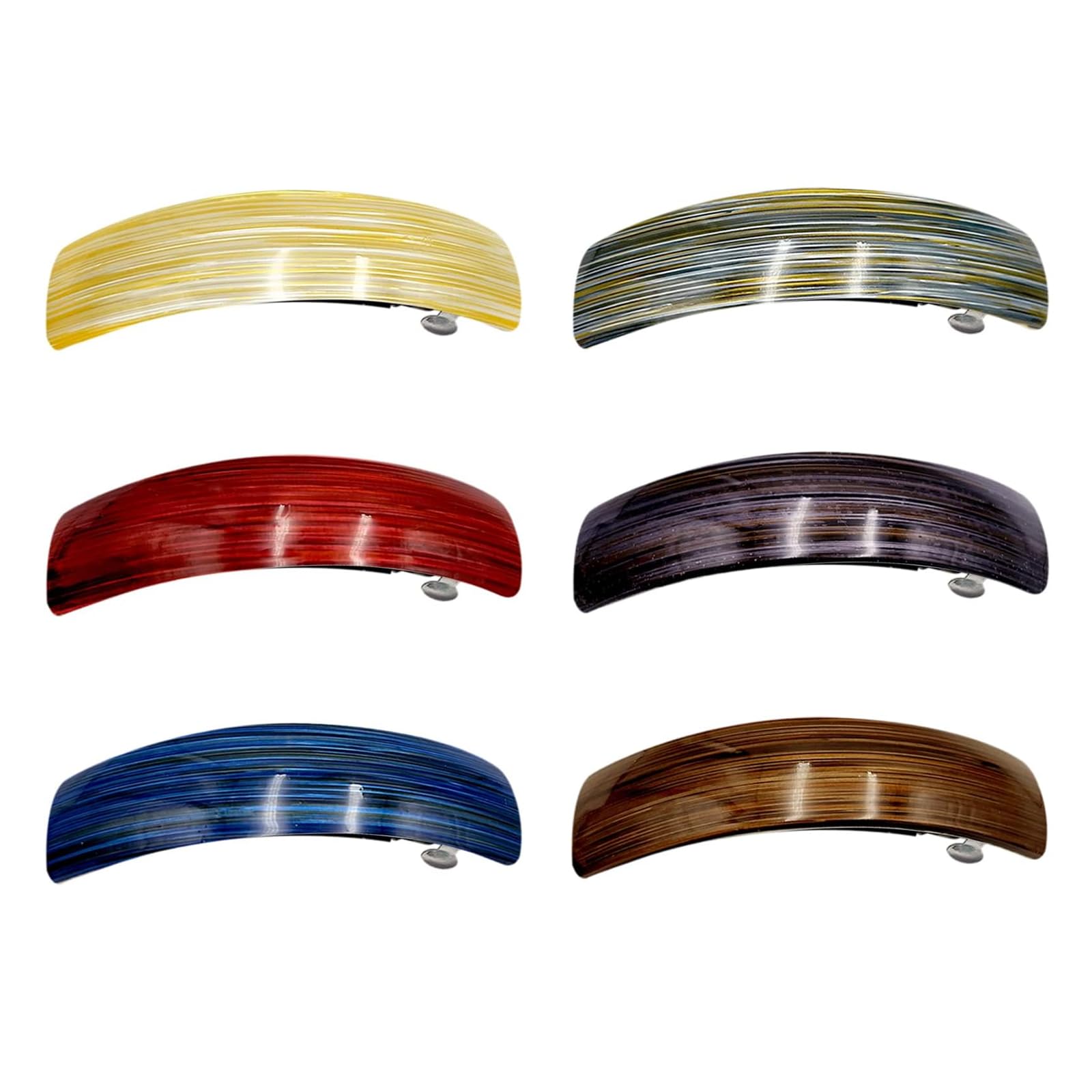 6Pcs Beautiful Classic Automatic Hair Clip French Design Barrette Hair Clips Retro Shell Hair Barrettes Anti Slip Rubber Skinny Hair Barrettes for Women Girls