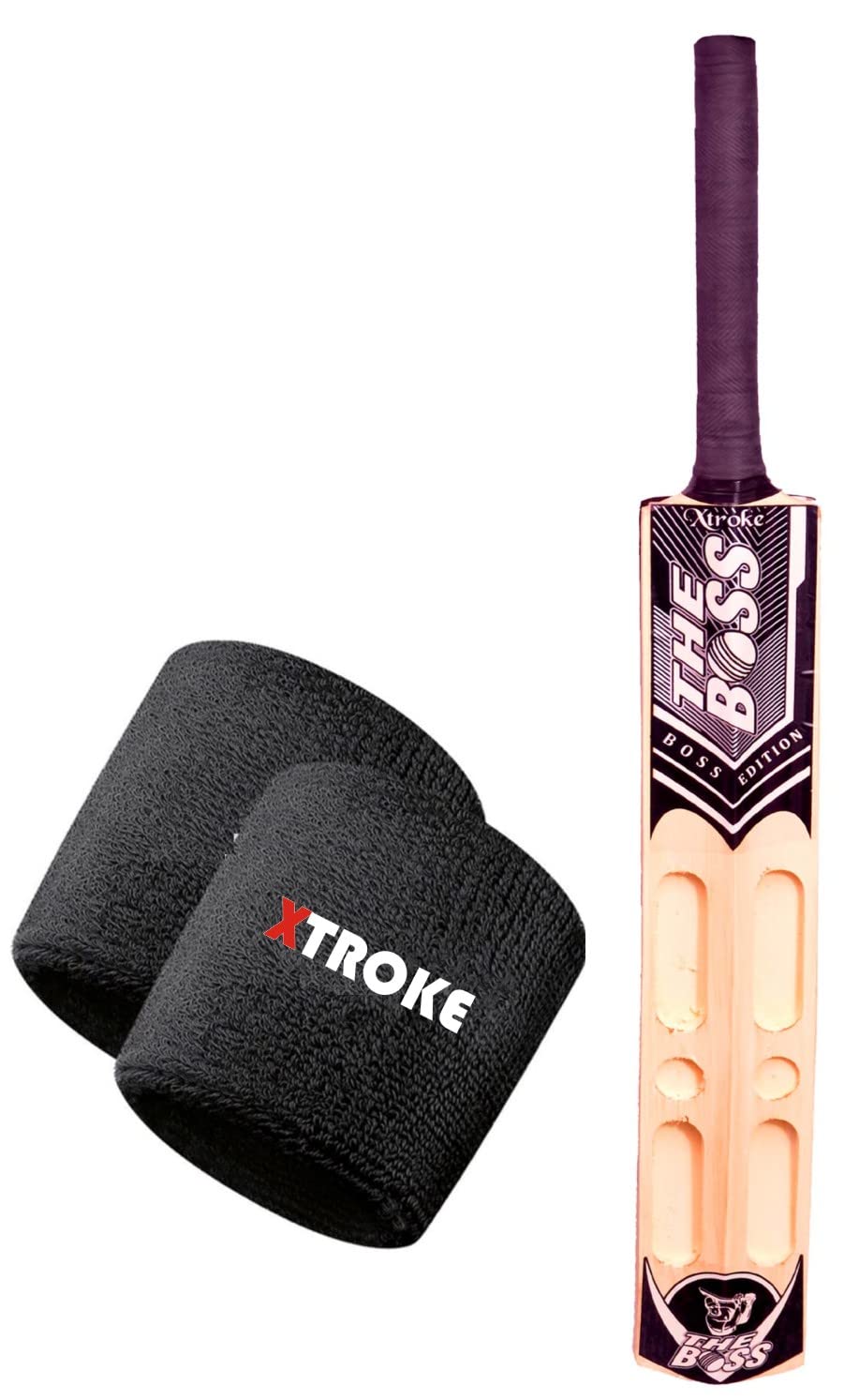Xtroke Popular Willow Scoop Design Cricket Bat Combo Hand Wristband Free for All Tennis Balls Full Size Bat (Scoop Bat, 1 Hand Wristband, 3 Tennis Ball)