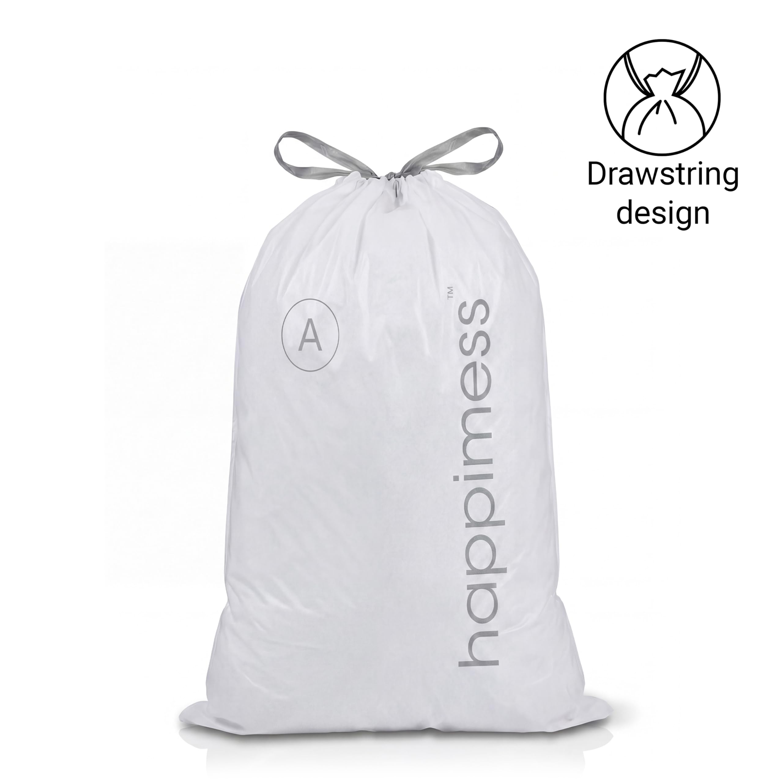 happimess Bolsas de basura con cordón de 8 galones, sin perfume, transparentes, resistentes de LDPE para cocina y hogar, ajuste personalizado, 100 unidades (5 paquetes de 20 forros) HPM3000A-C-5SET