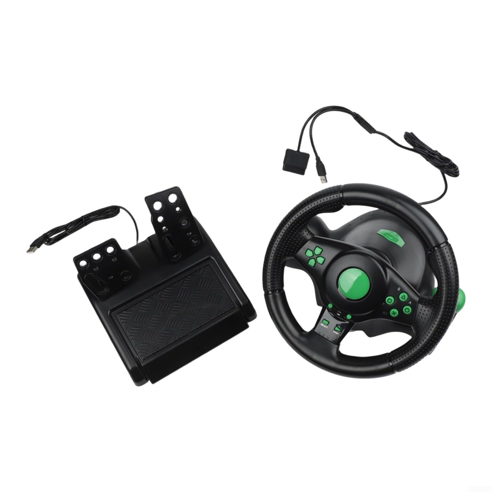 Wodsty Volante universale USB da corsa con vibrazione di feedback di forza per PC, Switch, per PS4, per PS3 e Xbox 360, robusto ABS, pedali inclusi, nero (4 in 1)