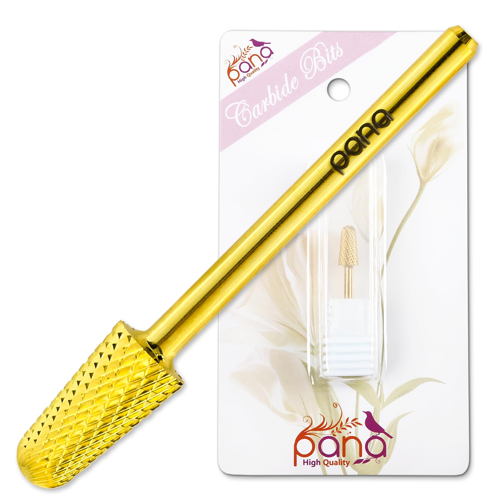 Pana 3/32" Safety Bit Nail Carbide Bit - for Electric Dremel Drill Machine (Fine, Cone - Gold)