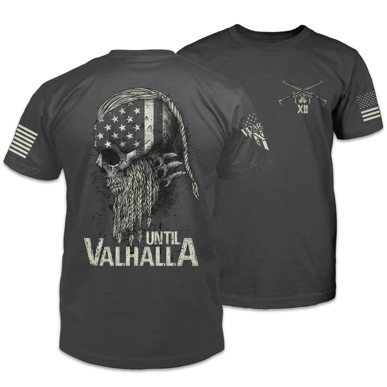 Until Valhalla Tall Size T-Shirt Patriotic Tribute Tee | American Pride Veteran Support Shirt |100% Cotton Apparel