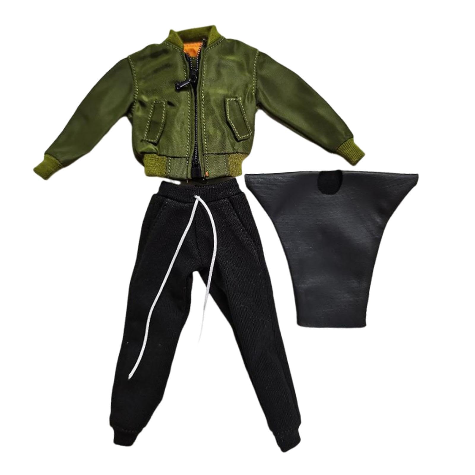 Miniatur Bekleidungsset für 6 Zoll Männerfiguren – Jacke Und Hose für BJD Puppen, Grün
