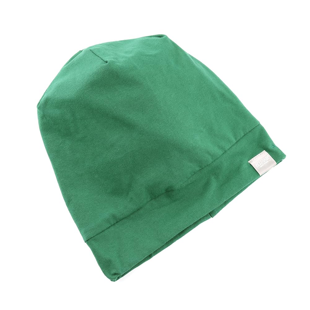 Kids Beanie Sleep Hats Bonnet Silky Lined Satin Bonnet with Elastic Band Child Curly Frizzy Hair Cover(Forest Green)