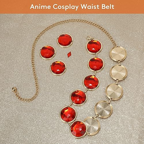 VONMELLI Halloween Cosplay Waist Belt for Women Adjustable Stone Chain Red Gems Belt for Halloween Costumes4