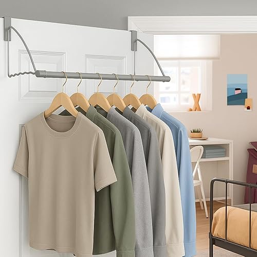 Miniatura 2 de Asistente de armario para colgar sobre la puerta, bastidor organizador de ropa para montaje sobre la puerta y percha para ropa o toalla,