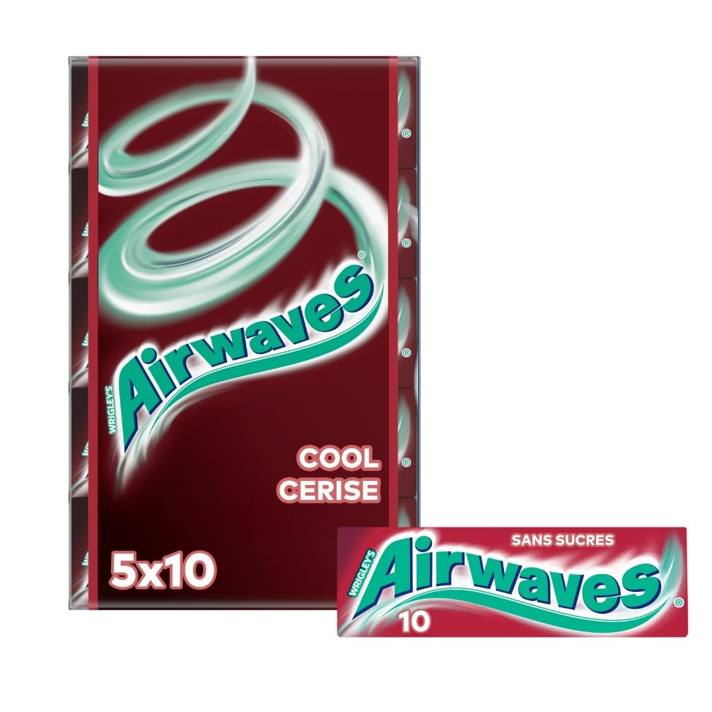 AIRWAVES Chewing Gum Sans Sucre Goût Cool Cerise 5 Paquets 70g