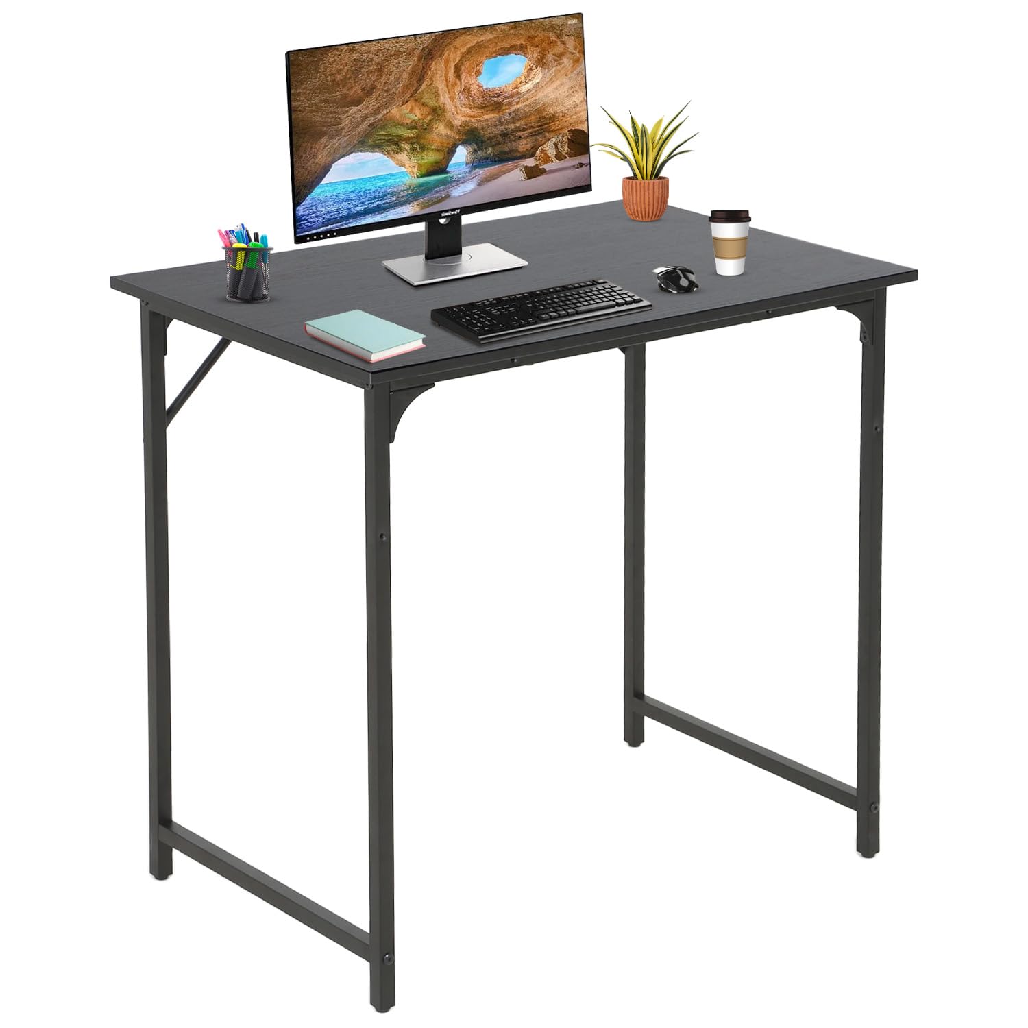 NChanmar 32 Inch Computer Desk, Office Desk Gaming Desk with Metal Frame, Writing Workstation for Home Office, Space Saving Computer Table for Small