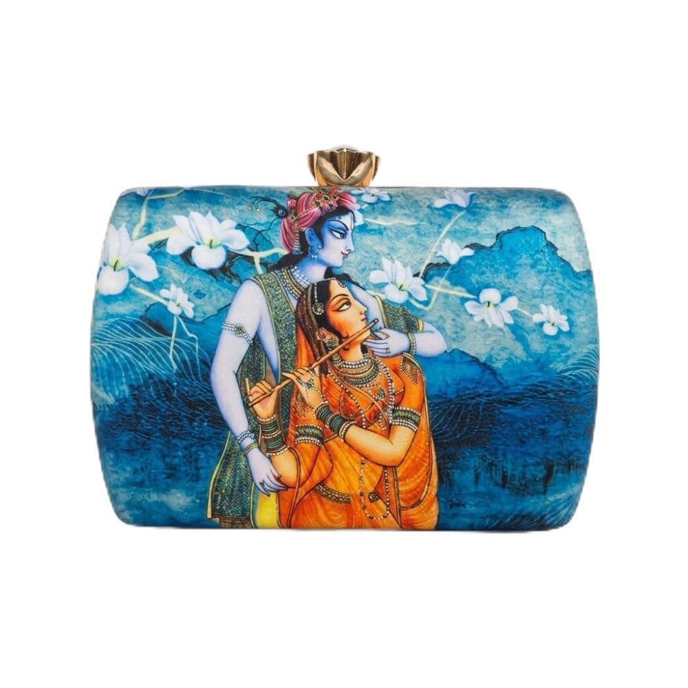" Blue Color Radha & krishna Printed Women Clutch (Width:19 cm, Height: 11.5cm,)-image-12