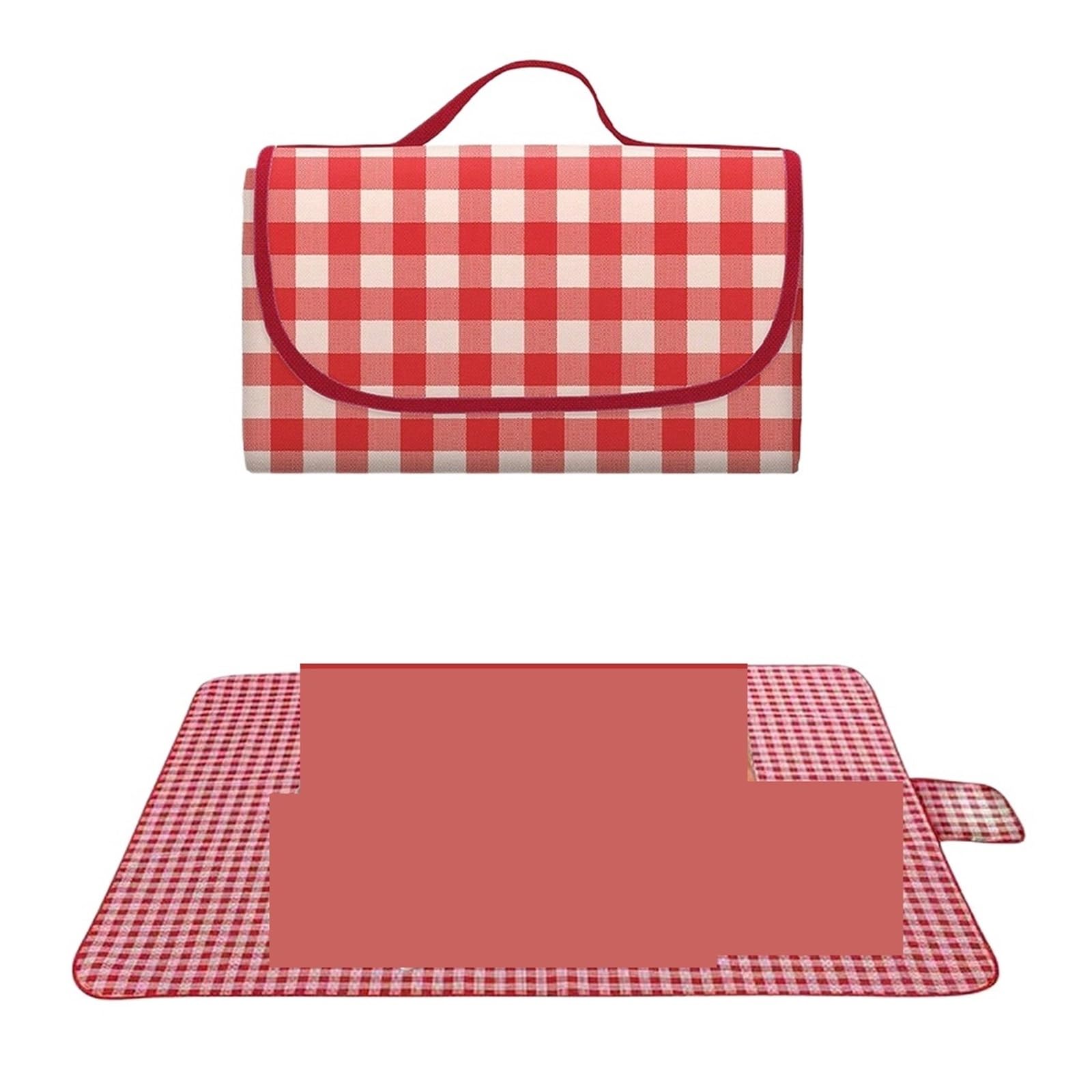 Générique Couverture de Pique-Nique 140 × 190 cm, Tapis Plage avec poignée à Carreaux Rouges, Compatible for la randonnée, Les Voyages, Parcs Camping en Plein air(3pcs-Red)