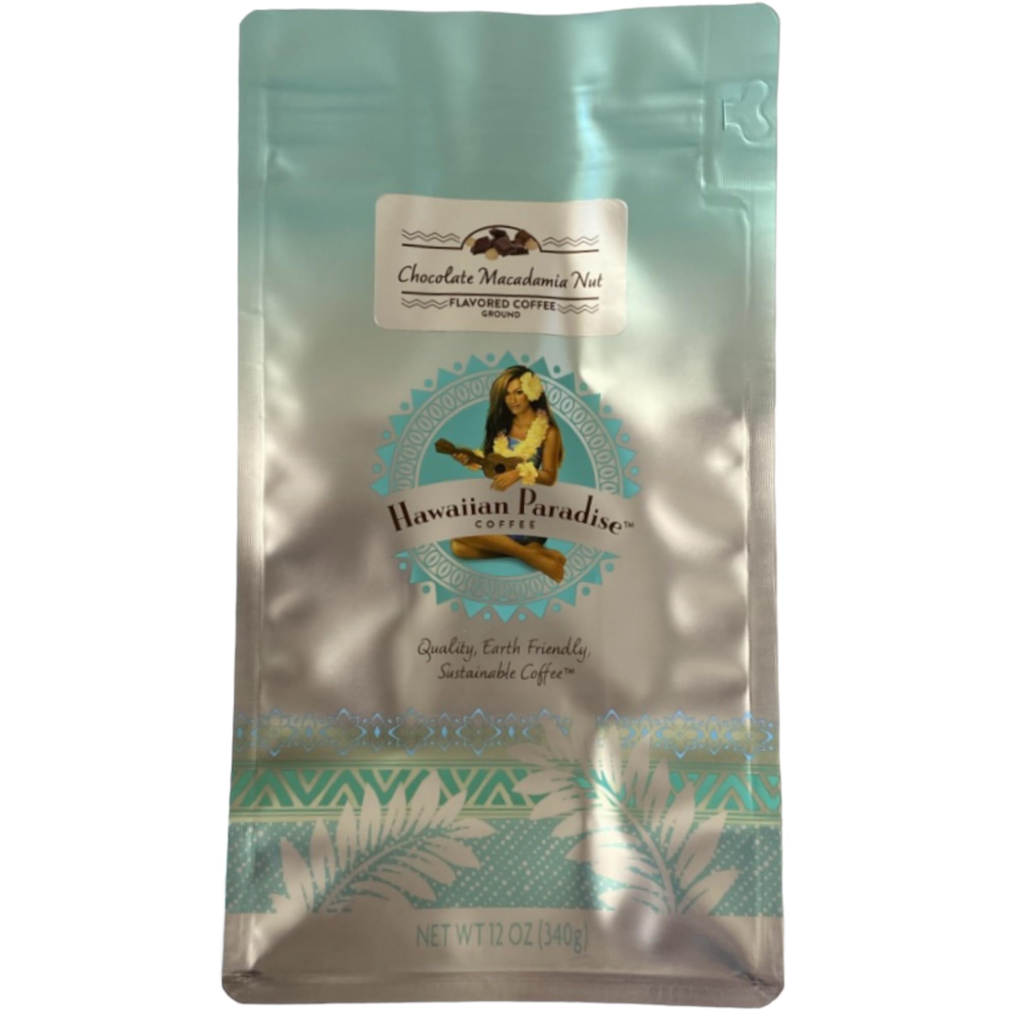 Hawaiian Paradise CoffeeChocolate Macadamia Nut Ground Coffee 12oz Bag, 100% Arabica Beans, Premium Rich Flavored, Finest Beans