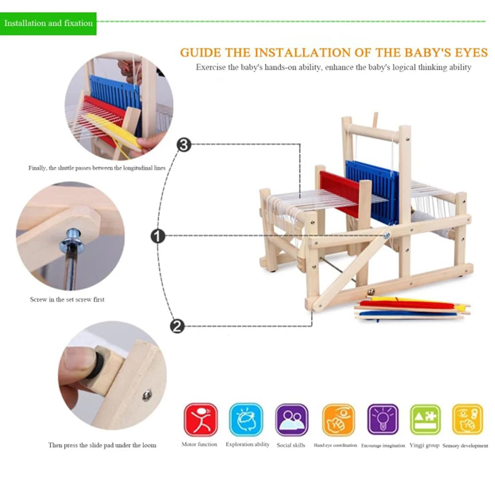 Kit telaio per tessitura in legno, macchina per tessitura a mano, telaio per tessitura multi-artigianato pieghevole, kit per tessitura a mano a maglia per bambini, adulti, principianti e amatori.