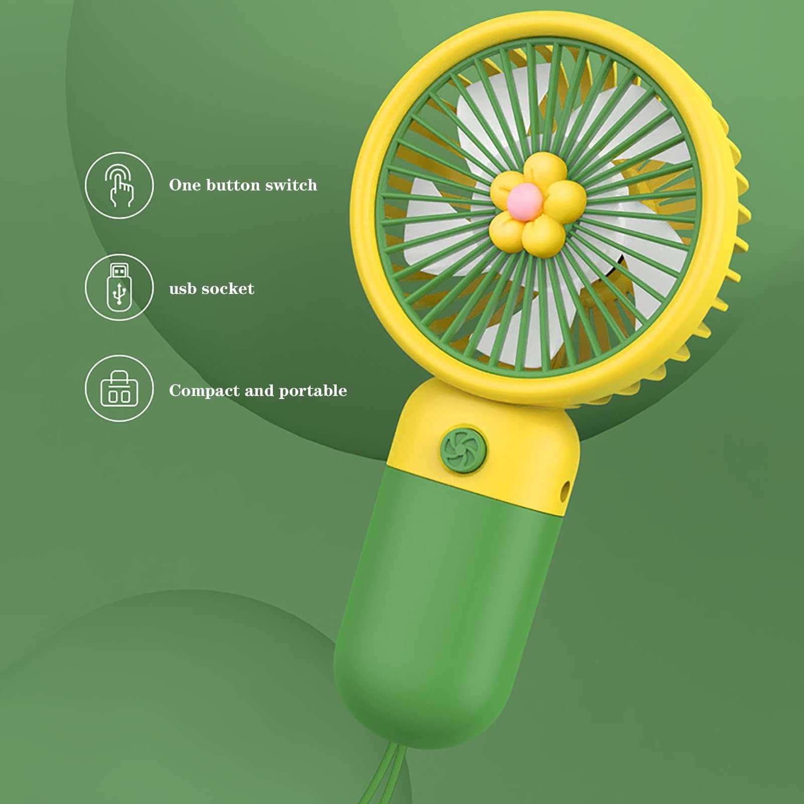 liyang Handheld Mini Fan Portable USB Electric Rechargeable Fans for Home Office School Student Outdoor(Blue)