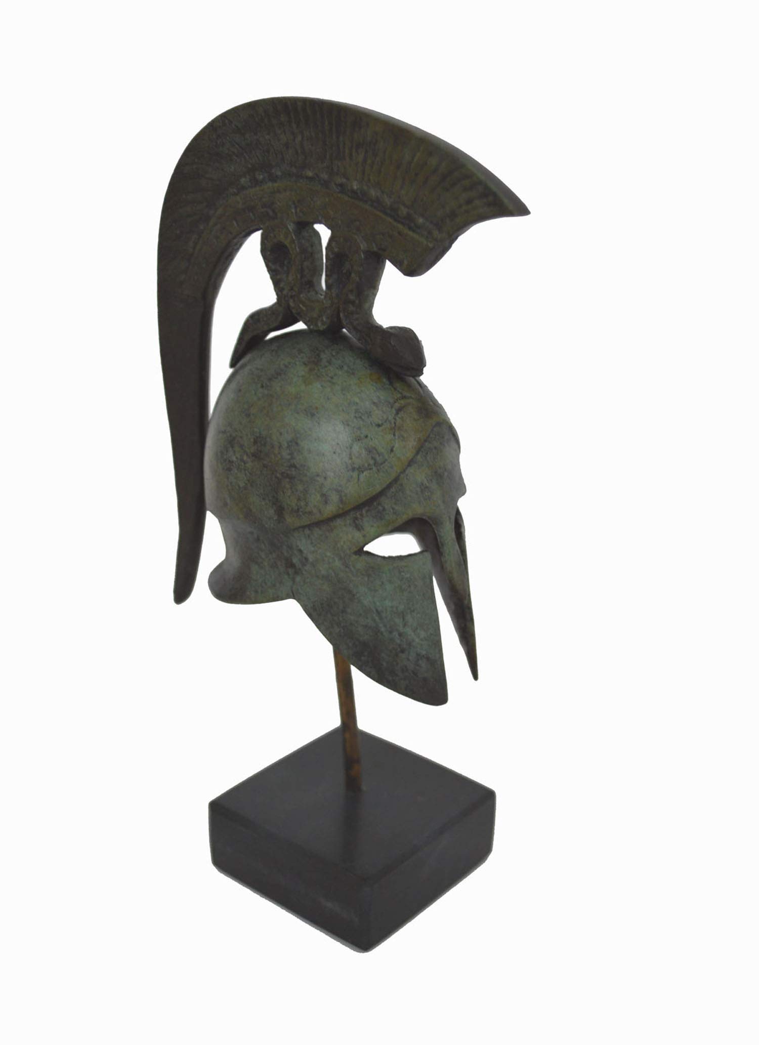 Talos Artifacts Green Helmet Bronze Marble Based Ancient Greek Reproduction Miniature Artifact With Serpent