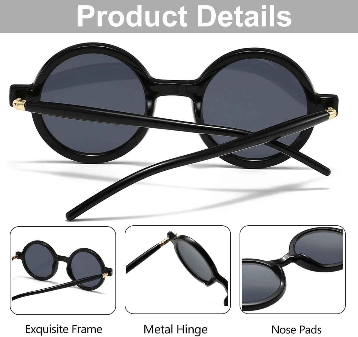 JOVAKIT Polarized Retro Round Sunglasses for Women Men Vintage Trendy Oversized Circle Sun Glasses UV400 Protection - Image 6