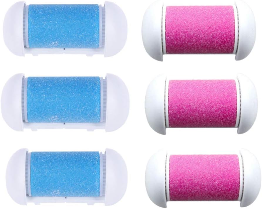SOLUSTRE 6pcs Coarse Replacement Roller Refill Heads Pedicure Foot File Cracked Skin Corns Remover Refill for Electronic Foot File Pink and Blue
