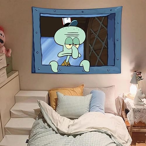 FENDROM Divertido tapiz de dibujos animados de pulpo, para colgar en la pared, diseño de fondo de meme divertido, diseño de ventana, decoración del