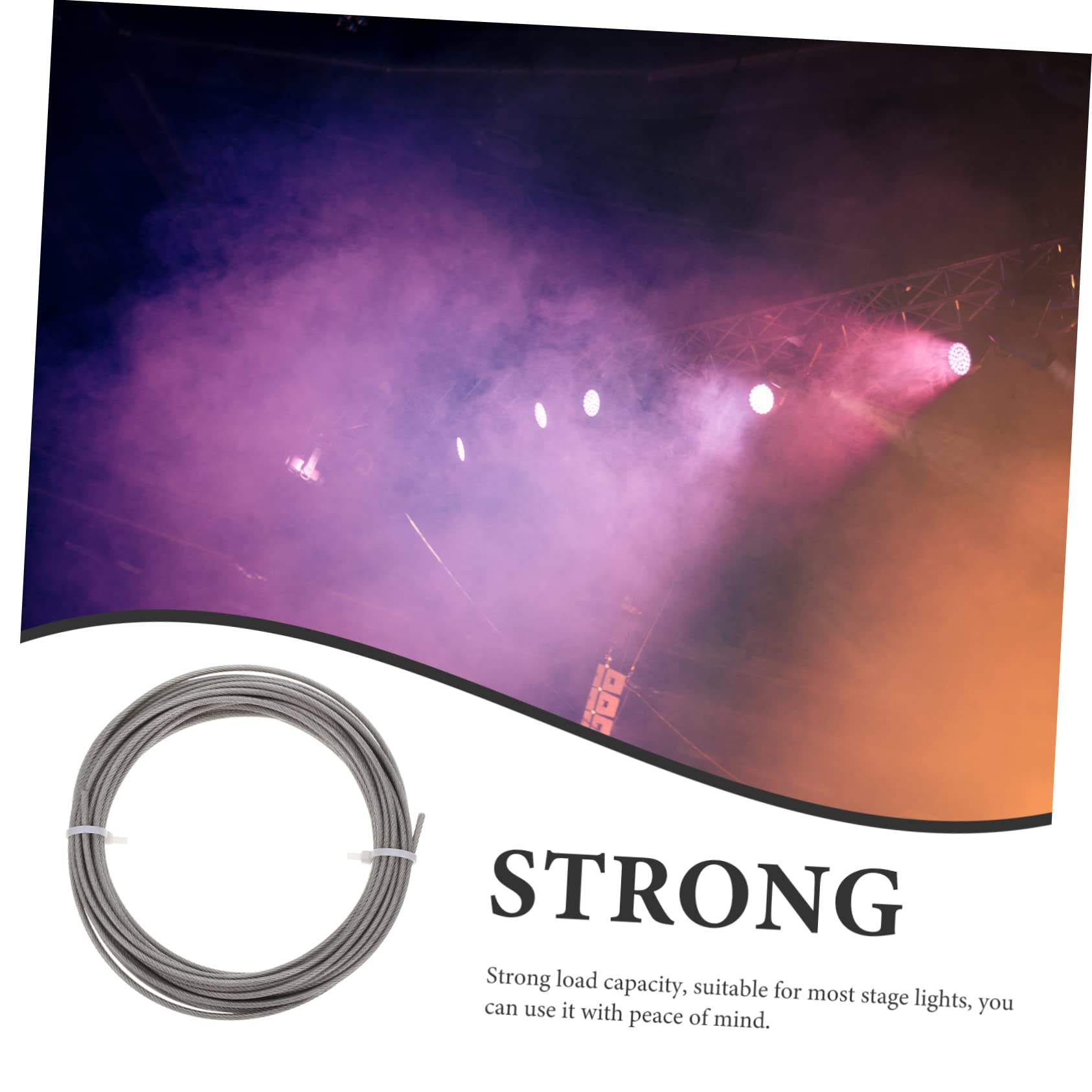 GANAZONO Sturdy 3mm Stainless Steel Wire Rope 10m Long Coated Safety Cable for Stage Lighting Load Duty