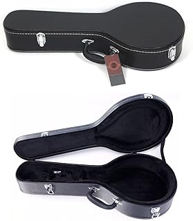 Ktaxon A-Style Mandolin Hard Case, Deluxe Leather Hard-Shell Carrying Case, Wooden Protective Case with Plush Interior