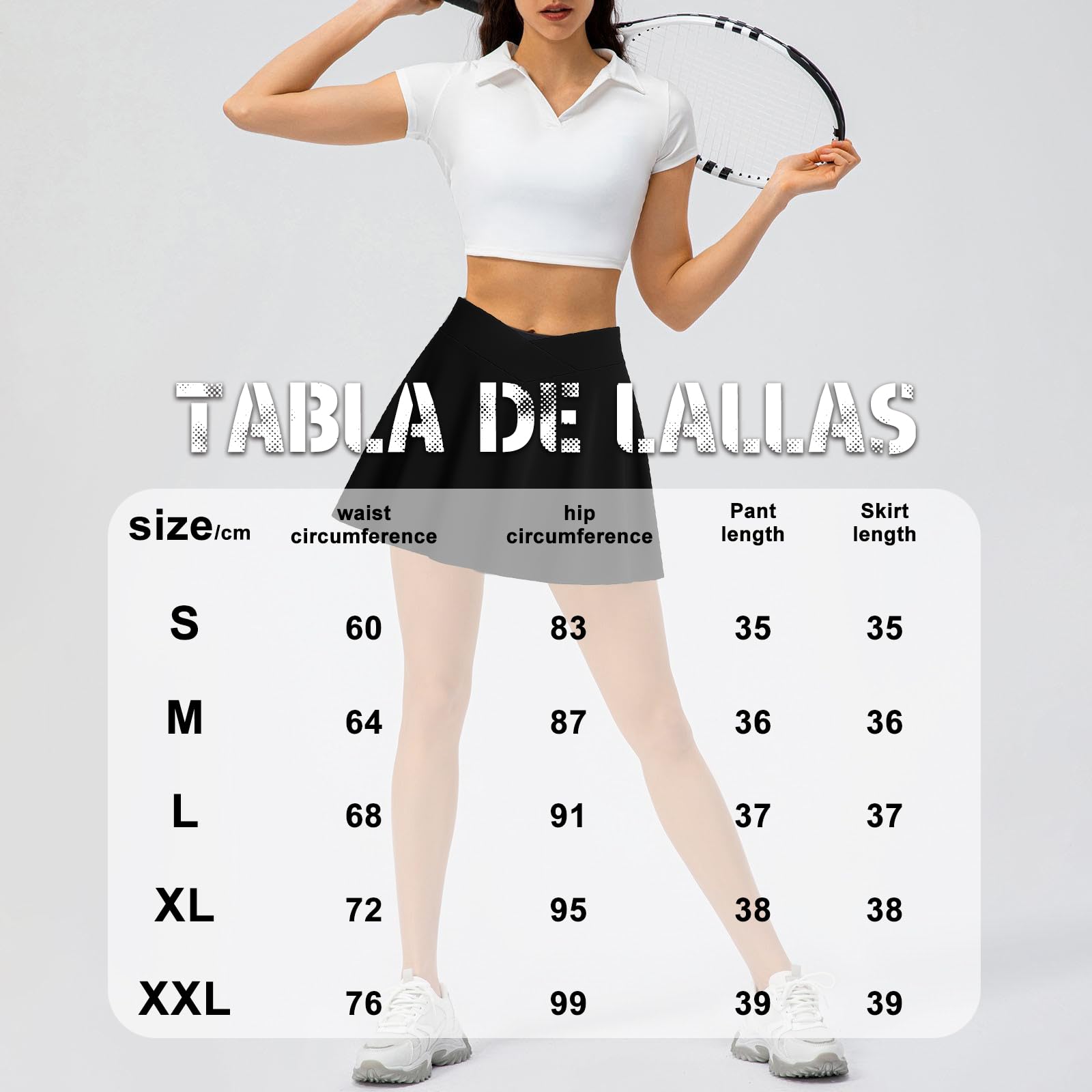 Jupe de Tennis Femme, Jupe Plissée Croisée à Taille Haute, Jupe Short avec Pantalon en Dessous et Poche, pour Golf, Yoga, Gym, Danse, Course, Cyclisme
