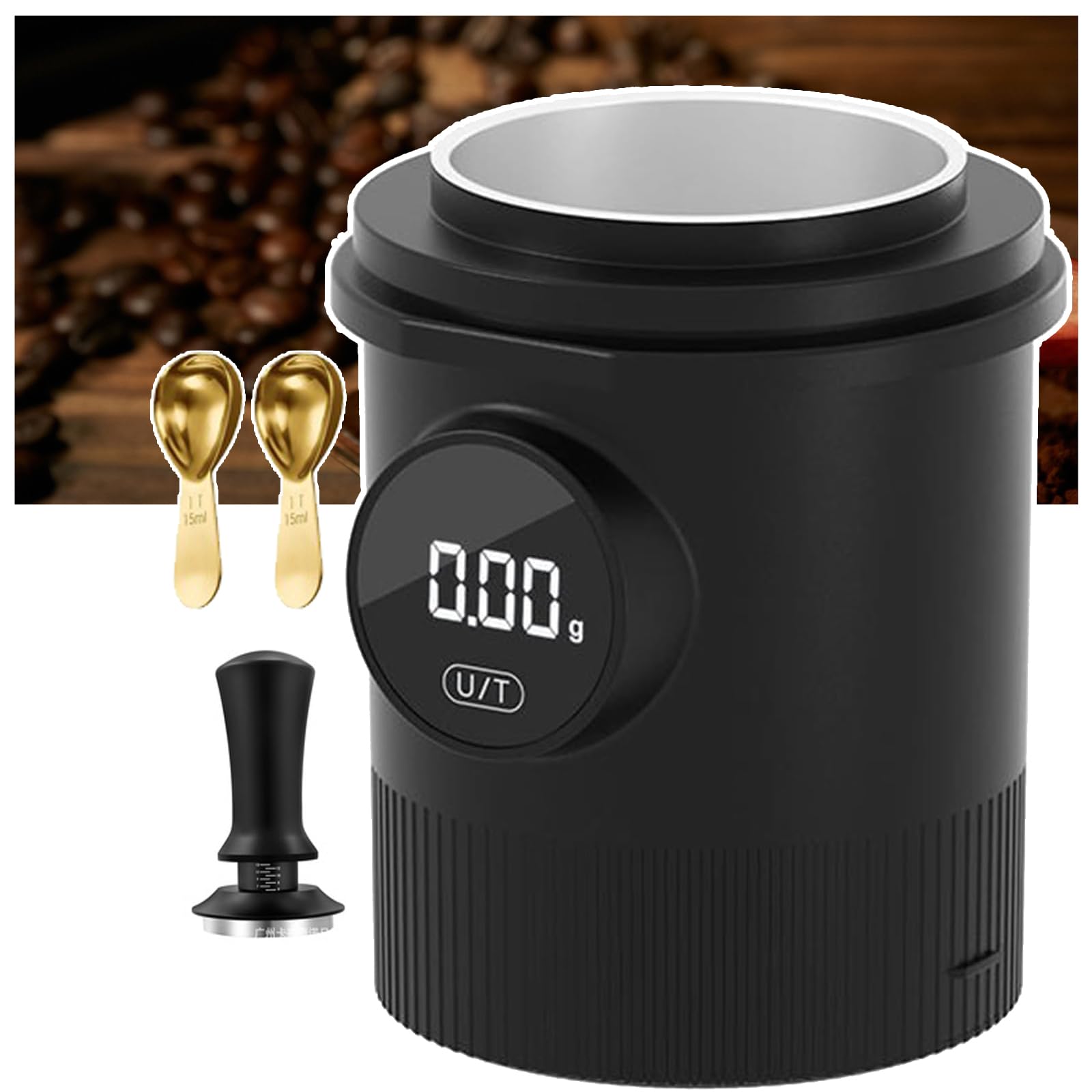 Kubek dozujący do kawy ze skalą, precyzja 0,1 g, akcesorium do maszyn ze stali nierdzewnej, łatwe sterowanie jednym dotknięciem, pasuje do portafilterów 58 mm, wielofunkcyjny do espresso, kawy