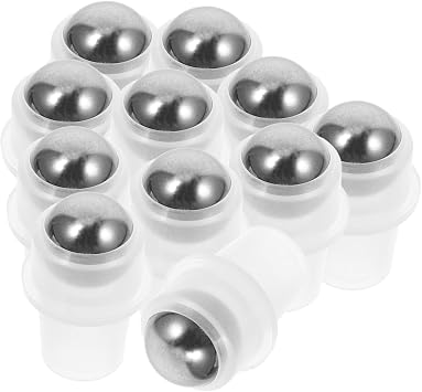 COLLBATH 20Pcs Stainless Steel Roller Ball Inserts for Essential Oil Roller Bottles Refillable Roll on Bottle Replacement Tops Leakproof Inner Neck Fit for Oil Bottles Easy Install