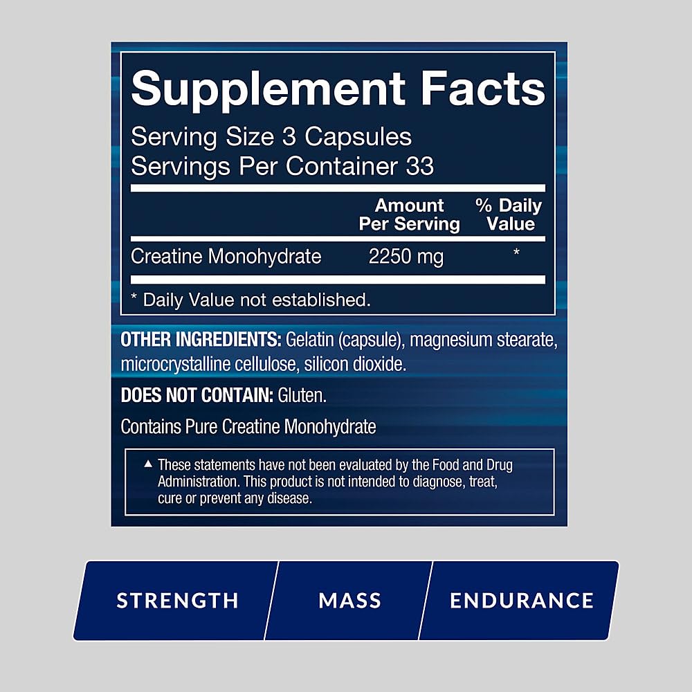 BodyTech Creatine Monohydrate Capsules, Micronized, 2250 MG, 100 Capsules — Amazon image 2