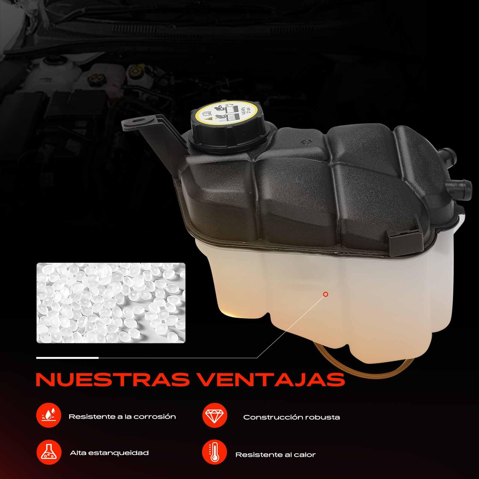 Frankberg Depósito de expansión con tapa 31200320 | Compatible con: S80 II 124, S60 II 134, XC70 II 136, S80 II AS, V60 155 157, XC60 156, XC70II, V70 III BW