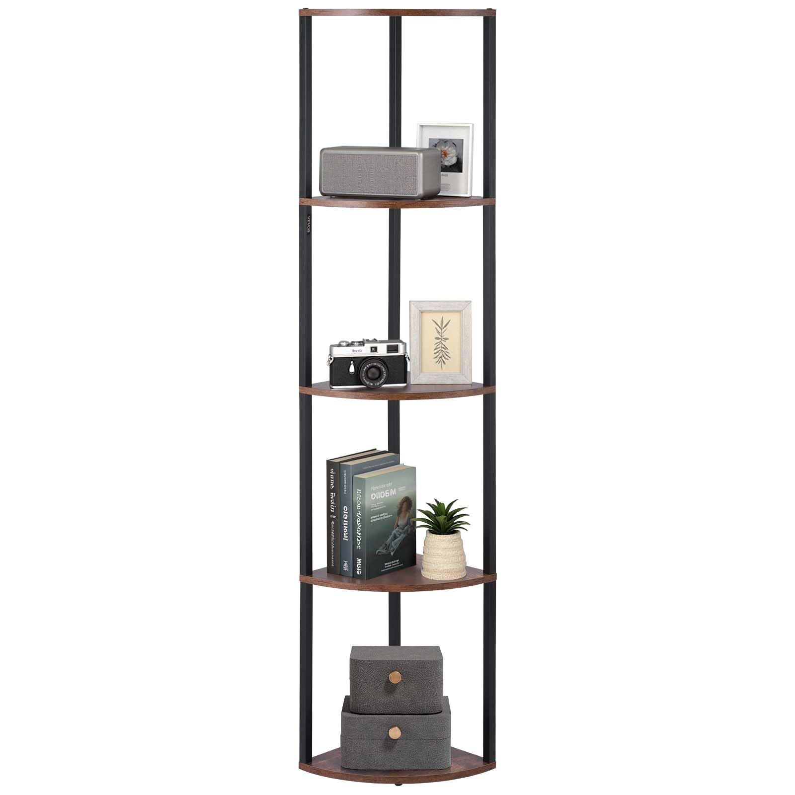 VEVOR 5 Tier Corner Shelf with LED Light, 64" Tall Corner Bookshelf with Storage Shelves for Collectibles, Display Shelf with Multi-Color Lights