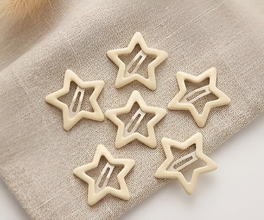 Celestial Cream Star Hair Clips – 50-Piece Bulk Set for Cottagecore & Vintage Styles-image-28