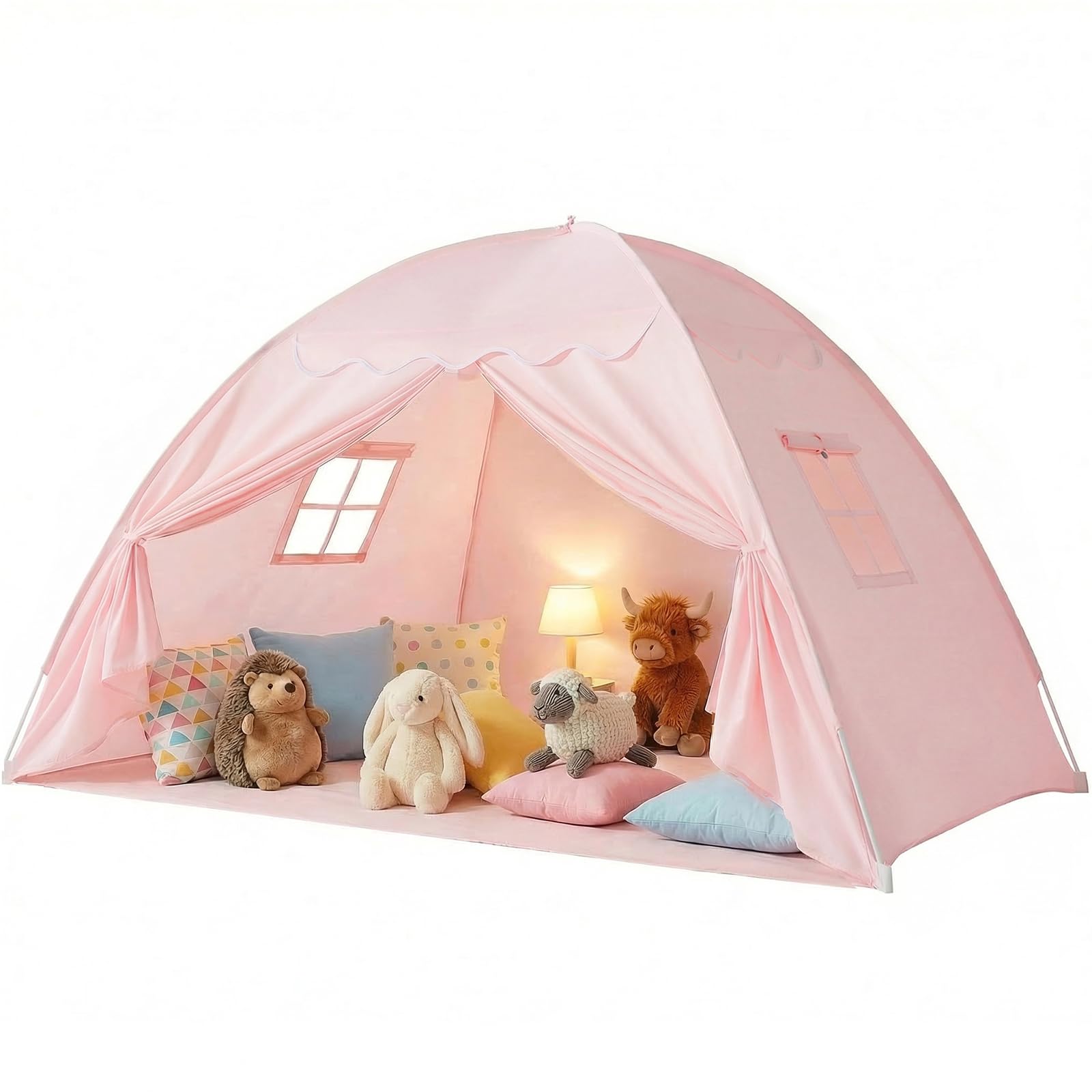 Tienda de campaña para cama para habitación infantil, tienda de campaña para niños, cama de suelo, tienda de campaña para niños, tienda de juegos para interiores, portátil y plegable, cama doble
