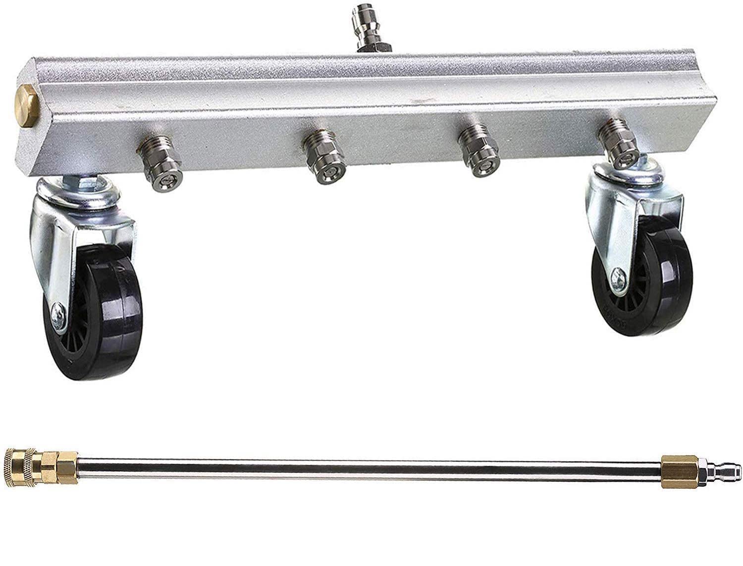 YUET Escoba de agua para lavadora a presión, limpiador de lavadora eléctrica de 13 pulgadas, para acera, patio, entrada, cubierta, entrada de barrido, 4000 PSI, 33 cm (lavadora a presión + varitas)