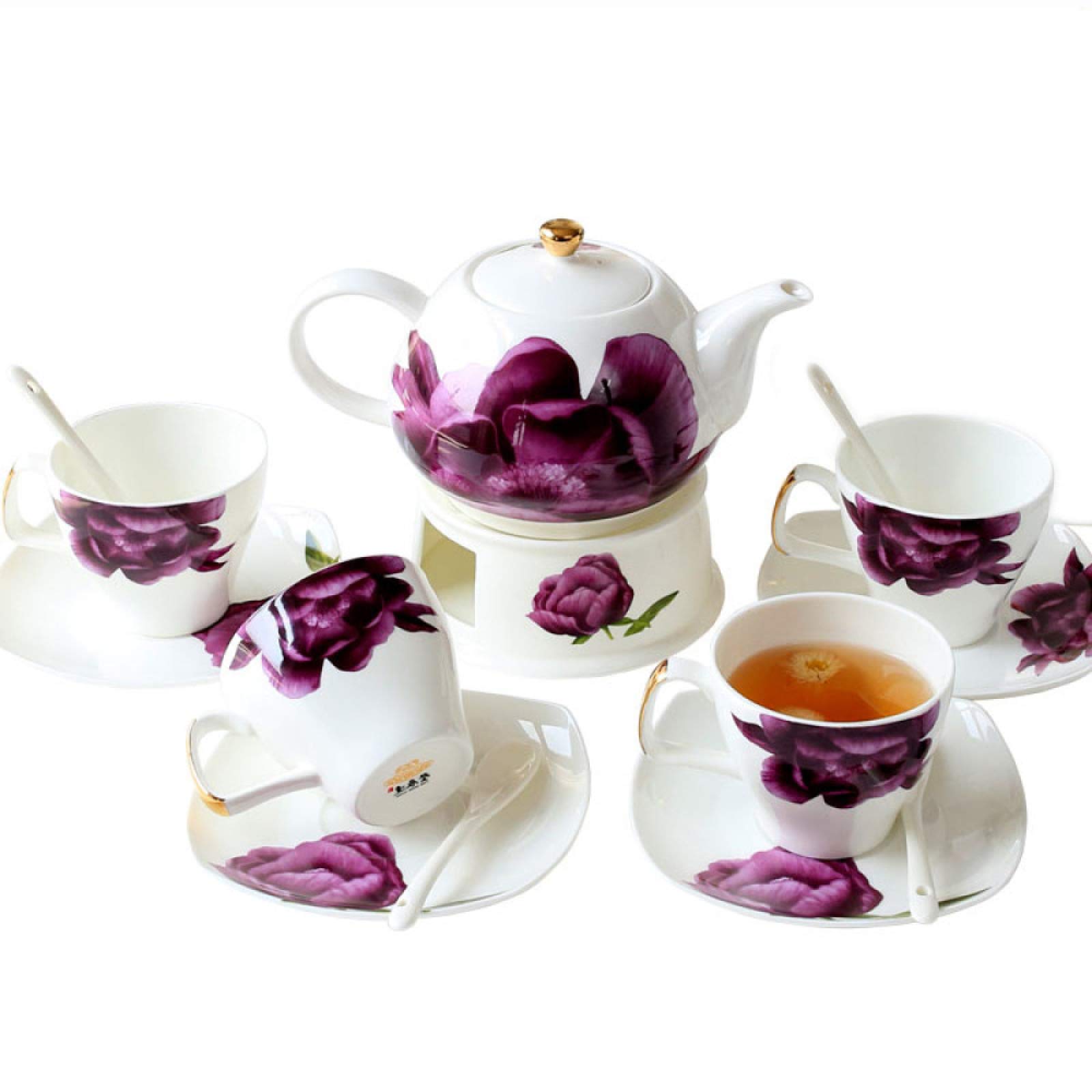Zestaw Do Popołudniowej Herbaty Dla Dorosłych, Porcelanowe Zestawy Do Herbaty, Zestaw Do Herbaty Z Czajniczkiem, Kwiatowy Zestaw Do Herbaty, Filiżanka Do Kawy I Spodek Z