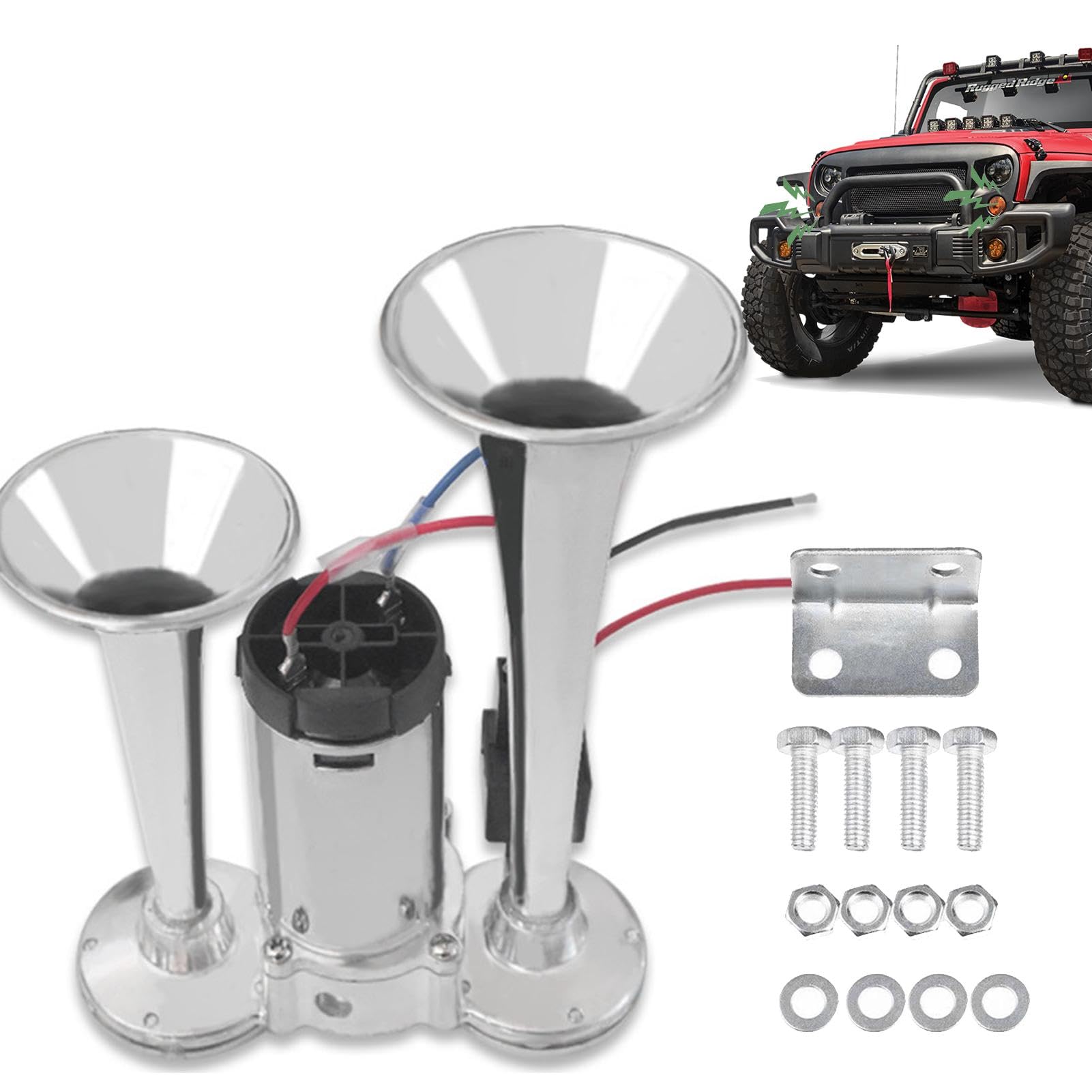 Bocina de aire para camión, Bocina de tren para camión - Kit de bocinas de tren ruidosas,Trompetas dobles, kit de bocinas de tren para camiones con compresor de aire para SUV, motocicletas, camiones,